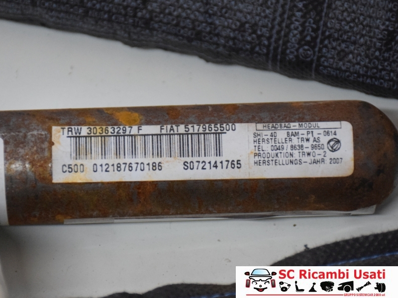 Airbag Tendina Laterale Dx Fiat Grande Punto 2007 51796550 51915474 - 11111 Airbag Tendina Laterale Dx Fiat Grande Punto 2007 51796550 51915474 - 11111