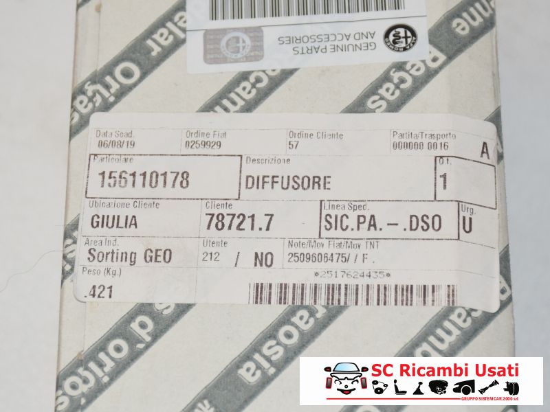 Diffusore Aria Centrale Cruscotto Giulia 2017 156110178 - 08176 Diffusore Aria Centrale Cruscotto Giulia 2017 156110178 - 08176