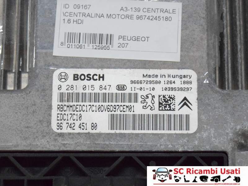 Centralina Motore Peugeot 207 1.6 Hdi 9674245180 - 09167 Centralina Motore Peugeot 207 1.6 Hdi 9674245180 - 09167