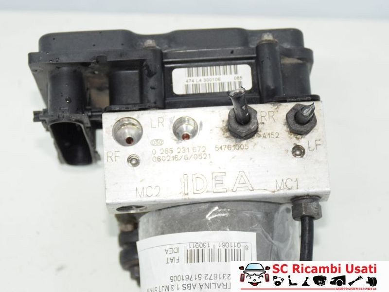 Centralina Abs Fiat Idea 0265231672 51761005 - 09582 Centralina Abs Fiat Idea 0265231672 51761005 - 09582