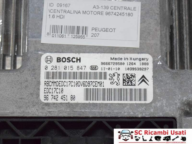 9674245180 9674245180 CENTRALINA MOTORE PEUGEOT 207 2° Serie diesel