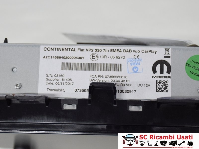 Autoradio Fiat 500l 735658261 735696599 - 03720 Autoradio Fiat 500l 735658261 735696599 - 03720