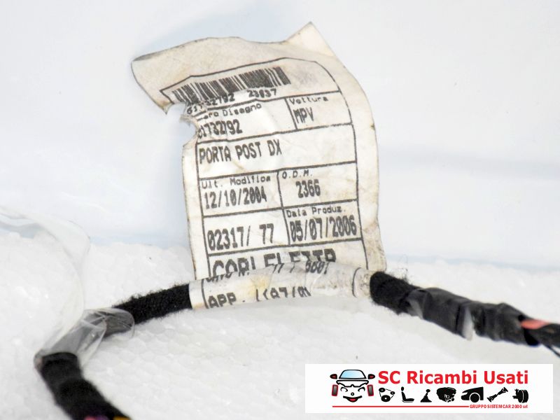 Cablaggio Porta Posteriore Destra Fiat Idea 51732792 - 06714 Cablaggio Porta Posteriore Destra Fiat Idea 51732792 - 06714