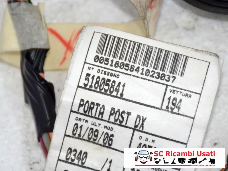 Cablaggio Porta Posteriore Destra Fiat Croma 51805841 - 07510 Cablaggio Porta Posteriore Destra Fiat Croma 51805841 - 07510