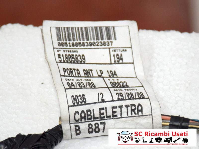 Cablaggio Porta Anteriore Destra Fiat Croma 51769483 - 07541