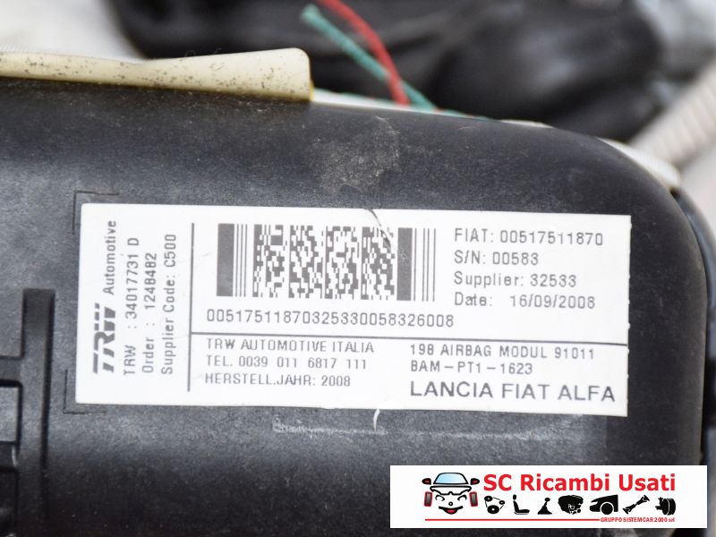 Kit Airbag Lancia Delta 3 Serie 51751187 735474034 51808038 51808039 - 07682