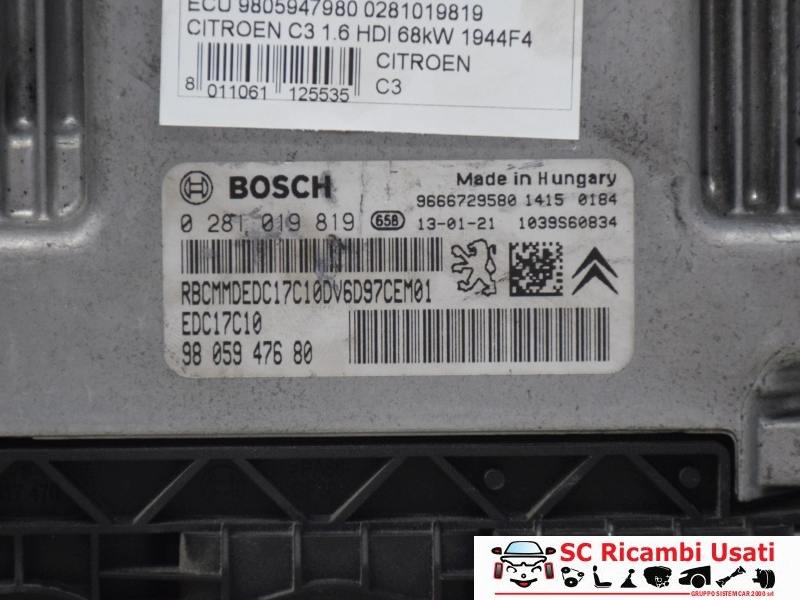Centralina Motore Citroen C3 1.6 Hdi 9805947980 - 09125 Centralina Motore Citroen C3 1.6 Hdi 9805947980 - 09125