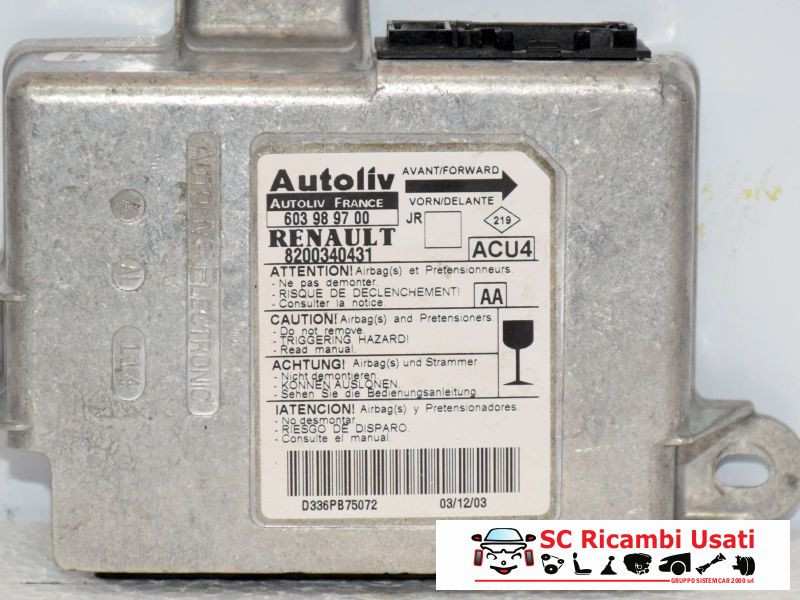 CENTRALINA AIRBAG RENAULT Scenic 3&deg; Serie 8200340431 (03>06)