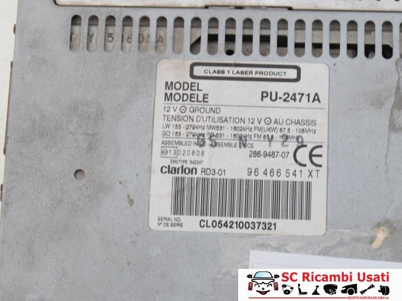 Autoradio Rd3-01 Peugeot 307 96466541XT CL054210037321 - 16328 Autoradio Rd3-01 Peugeot 307 96466541XT CL054210037321 - 16328