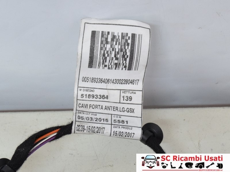 Cablaggio Porta Anteriore Sinistra Fiat New Panda 51893364 - 17340