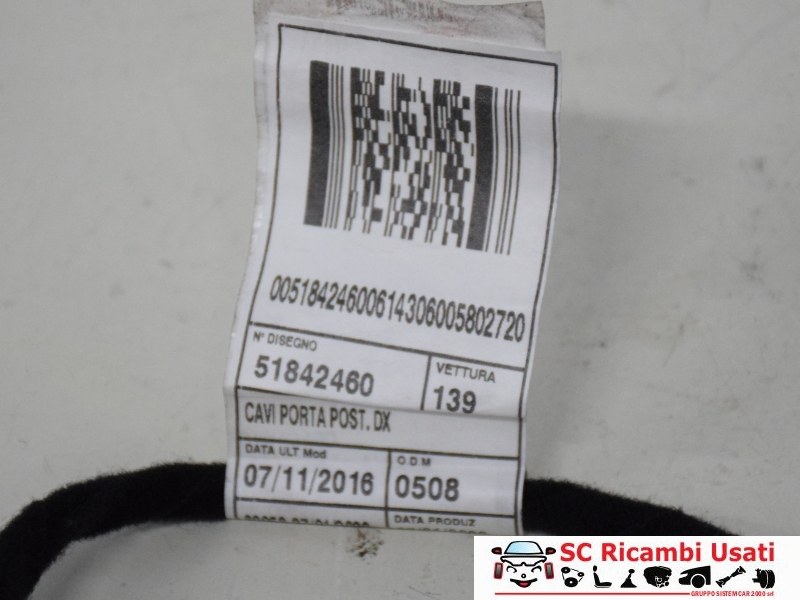 Cablaggio Porta Posteriore Destra New Panda 51842460 - 17296