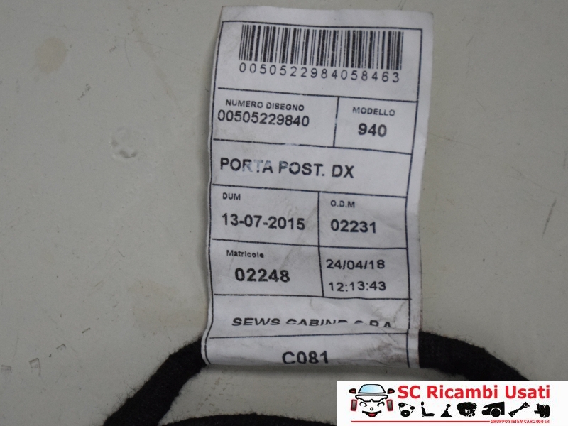 Cablaggio Porta Posteriore Destra Alfa Giulietta 50522984 50522980 - 17607