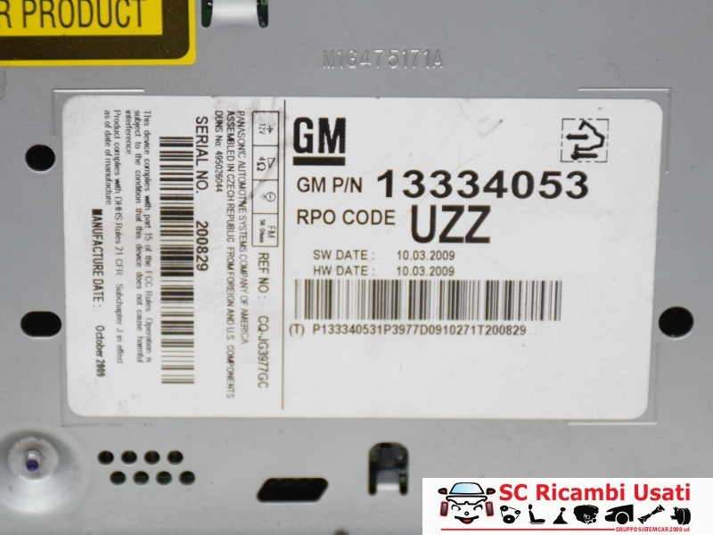 Autoradio Opel Astra J 13334053 - 18519