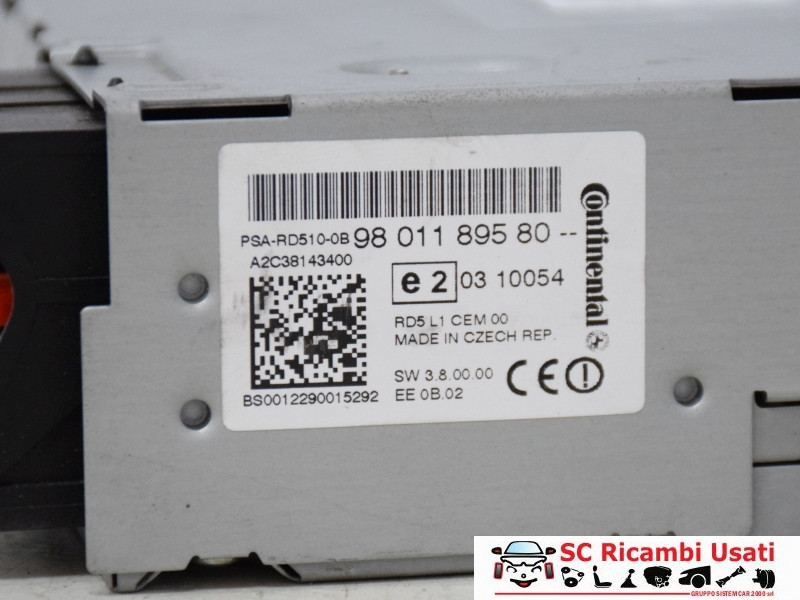 AUTORADIO CITROEN DS4 1° Serie 9801189580 (11>)
