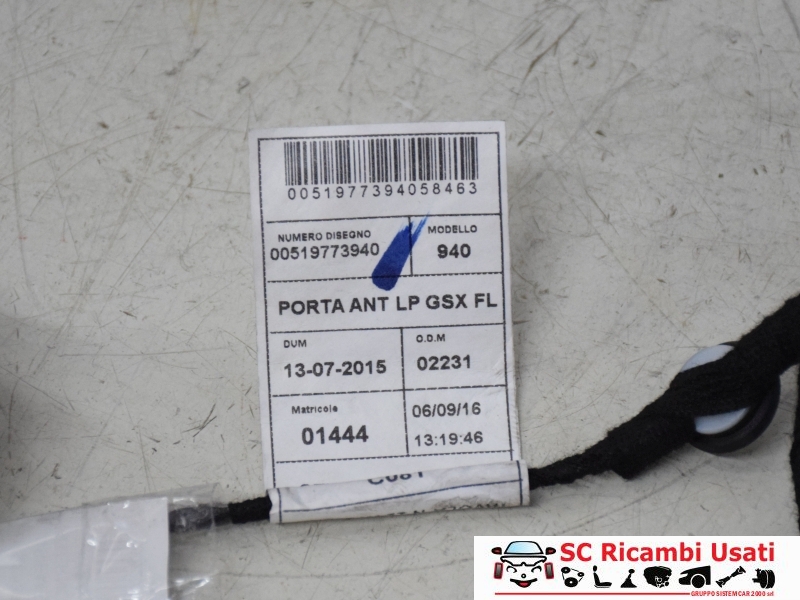 Cablaggio Porta Anteriore Destra Alfa Giulietta 51977394 51929179 - 20831 Cablaggio Porta Anteriore Destra Alfa Giulietta 51977394 51929179 - 20831