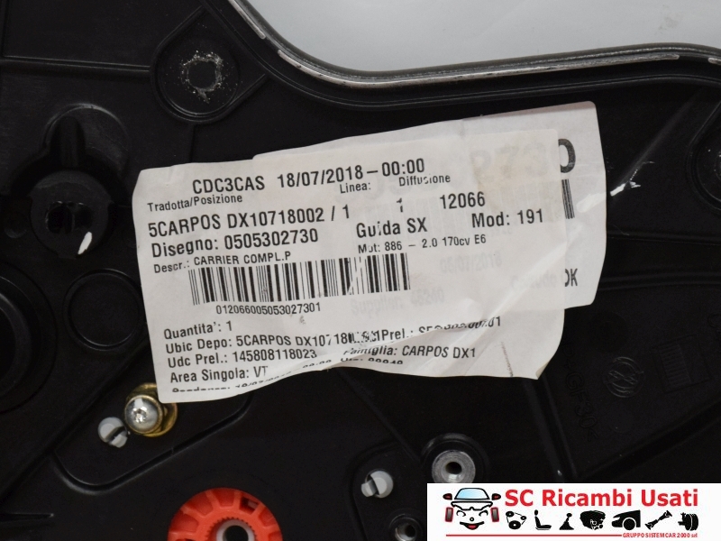 Alzavetro Posteriore Destro Alfa Giulietta 505302730 71754421 - 21147