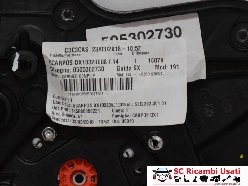 Alzavetro Posteriore Destro Alfa Giulietta 505302730 71754421 - 21148