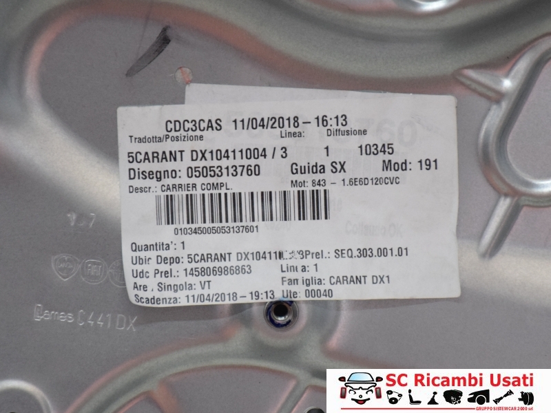 Alzavetro Anteriore Destro Alfa Romeo Giulietta 50531376 71754403 - 20812 Alzavetro Anteriore Destro Alfa Romeo Giulietta 50531376 71754403 - 20812