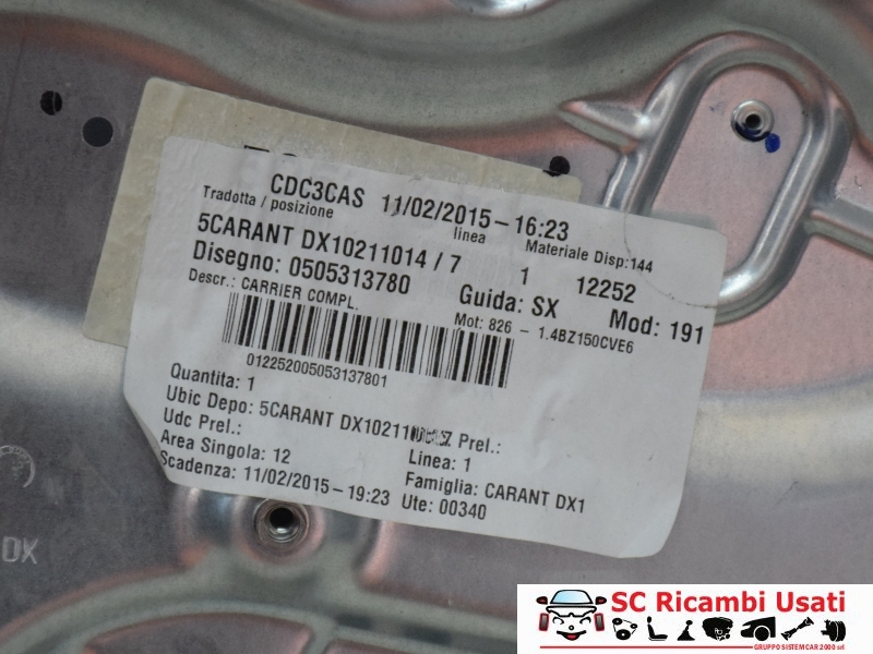 Alzavetro Anteriore Destro Alfa Romeo Giulietta 50531378 - 20855