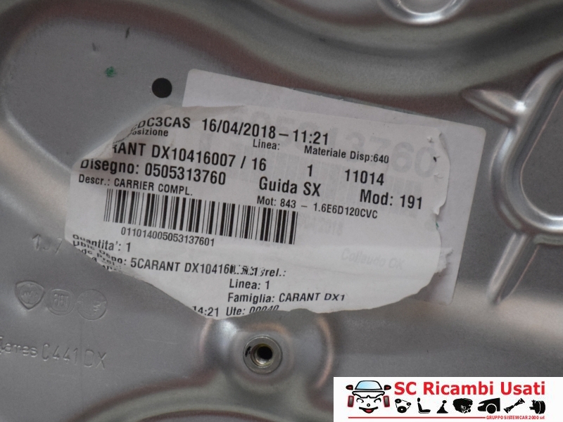 Alzavetro Anteriore Destro Giulietta 50531376 71754403 - 20965