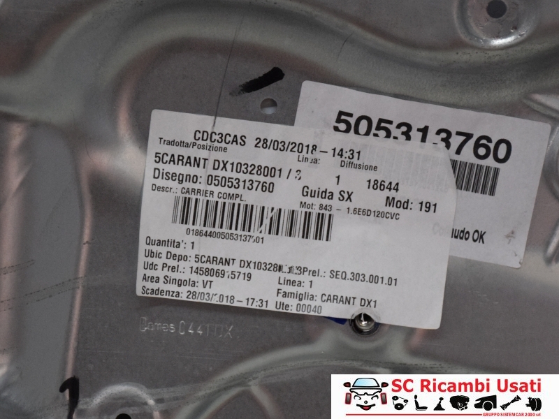 Alzavetro Anteriore Destro Giulietta 50531376 71754403 - 20966