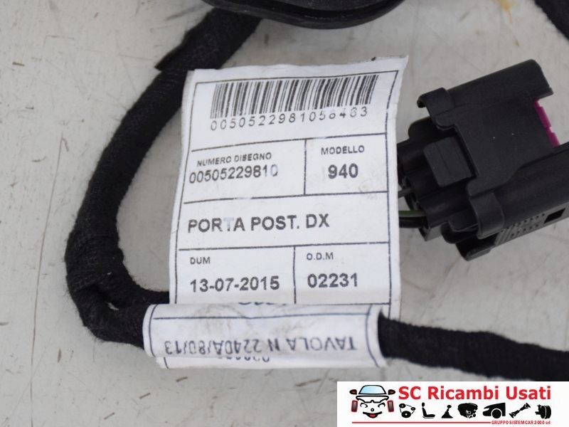 Cablaggio Porta Posteriore Dx Giulietta 50522981 - 20982 Cablaggio Porta Posteriore Dx Giulietta 50522981 - 20982