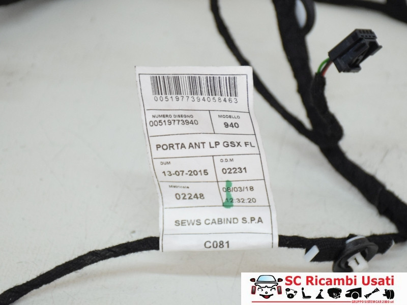CABLAGGIO PORTA ANTERIORE DESTRA ALFA ROMEO Giulietta Serie (940_) 51977394 (13>)