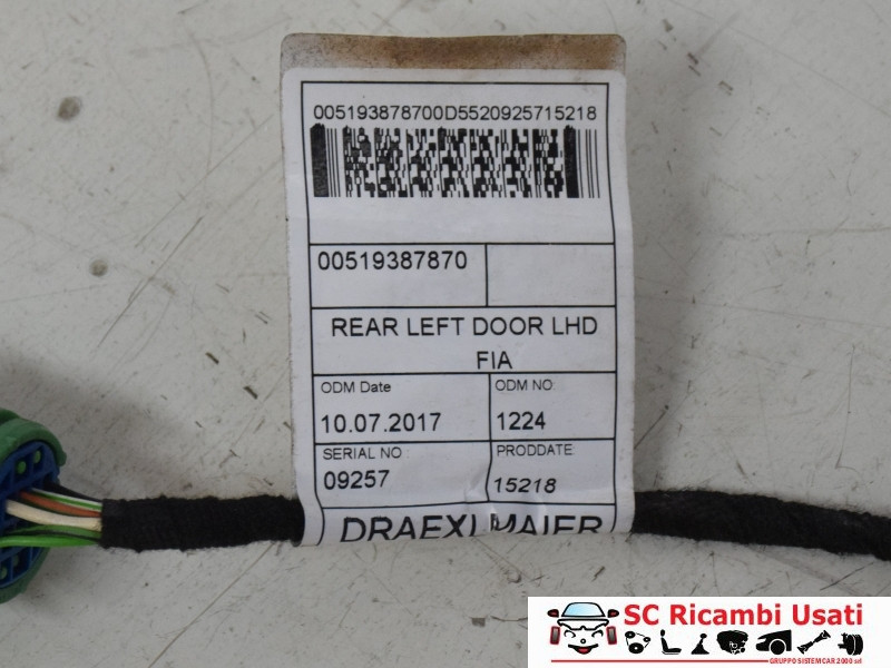 IMPIANTO ELETTRICO (CABLAGGIO) PORTA POSTERIORE SX FIAT 500 L Serie (351_352) 51938787 (12>)