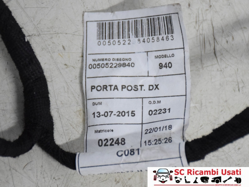 CABLAGGIO PORTA POSTERIORE DESTRA ALFA ROMEO Giulietta Serie (940_) 50522984 (13>)