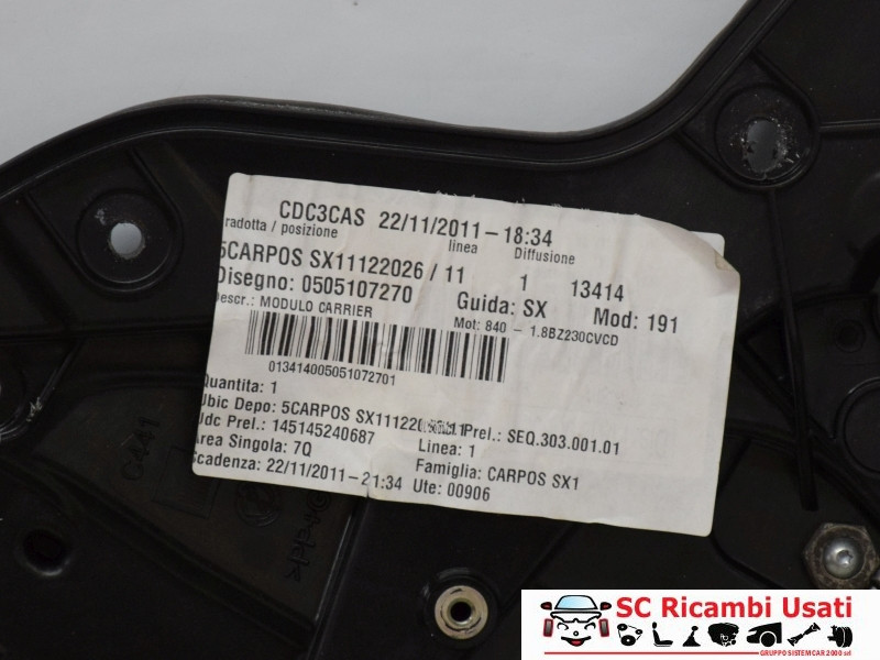 MECCANISMO ALZAVETRO POST. SX ALFA ROMEO Giulietta Serie (940_) 50510727 (13>)