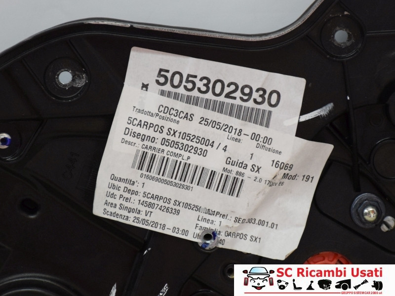 MECCANISMO ALZAVETRO POST. SX ALFA ROMEO Giulietta Serie (940_) 50530293 (13>)