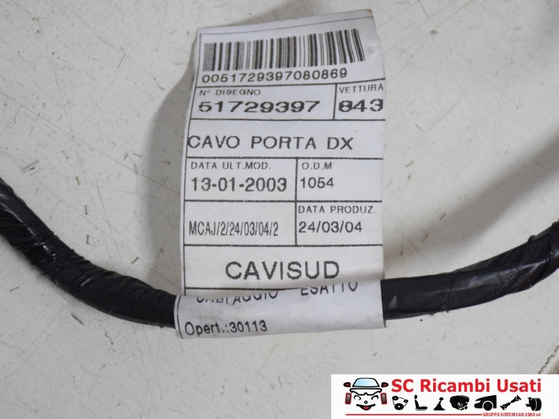 Cablaggio Porta Destra Lancia Y 2 Serie 51729397 - 22762 Cablaggio Porta Destra Lancia Y 2 Serie 51729397 - 22762