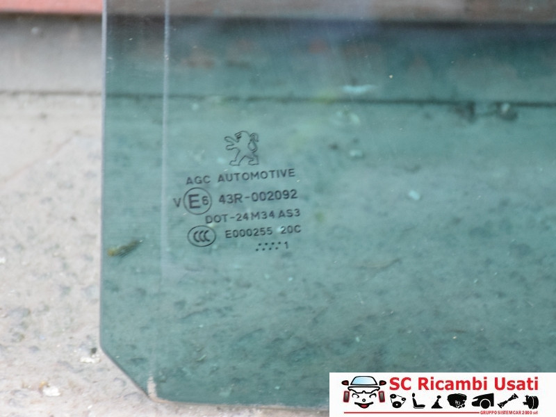 VETRO SCENDENTE POSTERIORE SINISTRO PEUGEOT 5008 1° Serie 9203KC (09>)