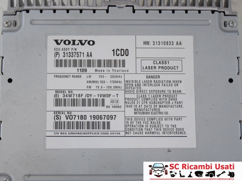 Autoradio Cd Volvo V60 31337571 AA - 22576 Autoradio Cd Volvo V60 31337571 AA - 22576