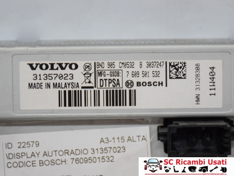 Display Autoradio Volvo V60 31357023 7609501532 - 22579 Display Autoradio Volvo V60 31357023 7609501532 - 22579