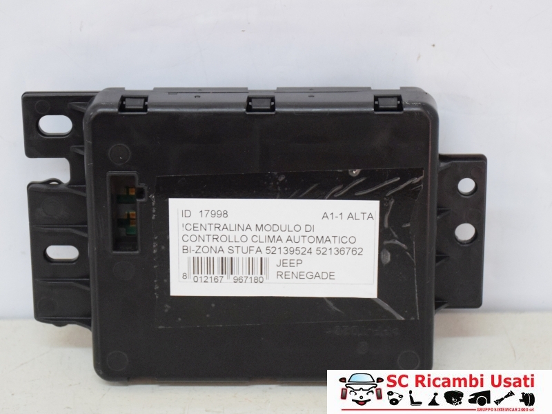Centralina Controllo Stufa Jeep Renegade 52139524 52136762 - 17998 Centralina Controllo Stufa Jeep Renegade 52139524 52136762 - 17998