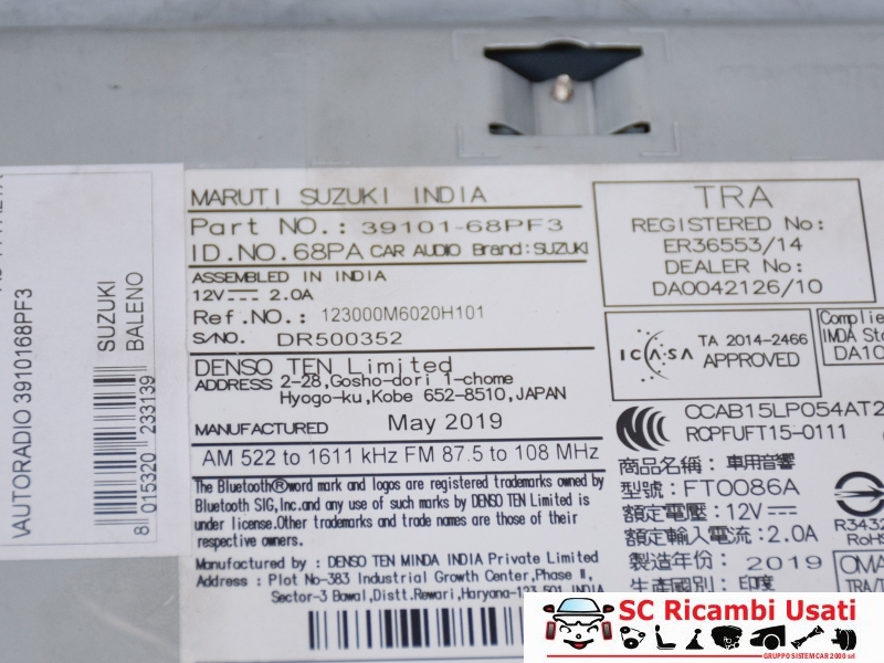 Autoradio Suzuki Baleno 3910168PF3 - 31412