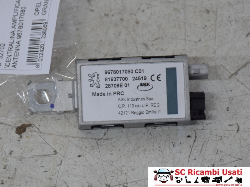 Centralina Amplificatore Antenna Opel Grandland X 9678017080 - 32702 Centralina Amplificatore Antenna Opel Grandland X 9678017080 - 32702