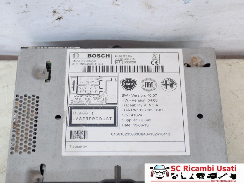 AUTORADIO ALFA ROMEO Giulietta Serie (940_) 156102358 (10>13)