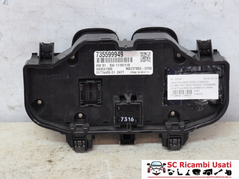 Comandi Comandi Clima Fiat Panda Bi-Zona 735599949 - 33197