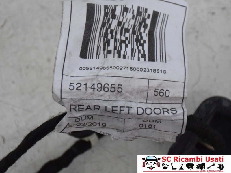 Cablaggio Porta Posteriore Sinistra Jeep Compass 52149655 - Q00033 Cablaggio Porta Posteriore Sinistra Jeep Compass 52149655 - Q00033