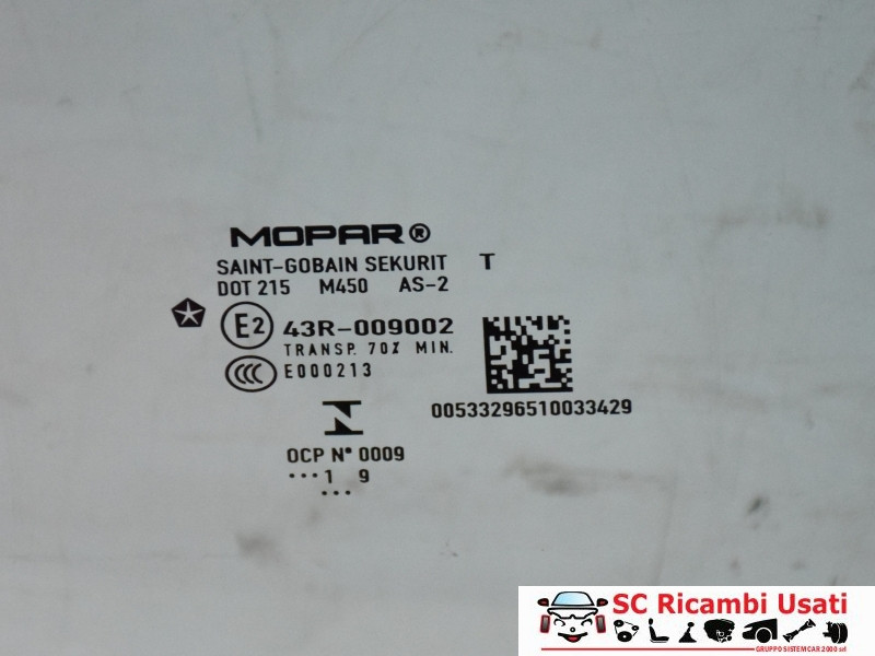 VETRO SCENDENTE POSTERIORE SINISTRO JEEP Compass Serie 53329651 (16>)