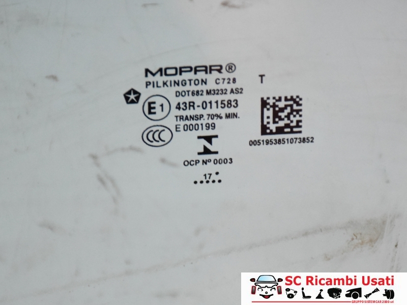 Vetro Scendente Posteriore Sinistro Jeep Renegade Vetro Scendente Posteriore Sinistro Jeep Renegade