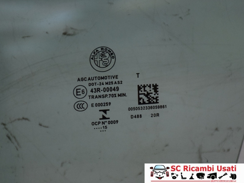 VETRO SCENDENTE ANTERIORE SINISTRO ALFA ROMEO Giulia Serie (952_) 50547122 (16>)