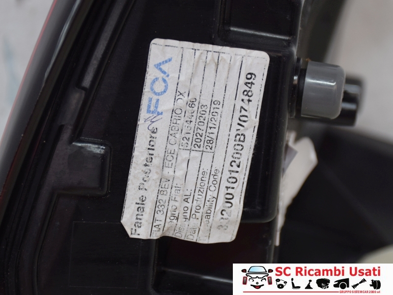 Fanale Posteriore Destro Fiat 500 Cabrio Elettrica 52154466 52213317 - N00106 Fanale Posteriore Destro Fiat 500 Cabrio Elettrica 52154466 52213317 - N00106