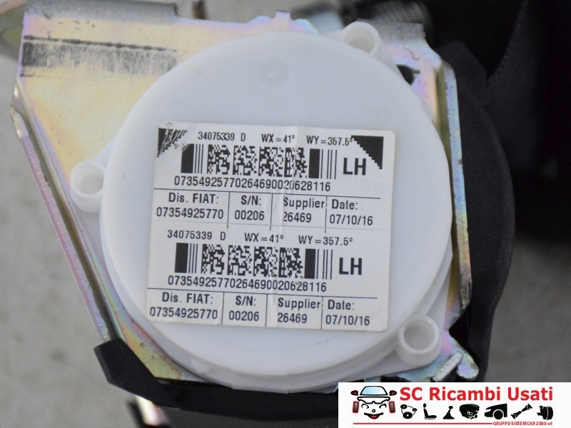 CINTURA DI SICUREZZA POSTERIORE SX FIAT 500 Serie 735492577 (15>)