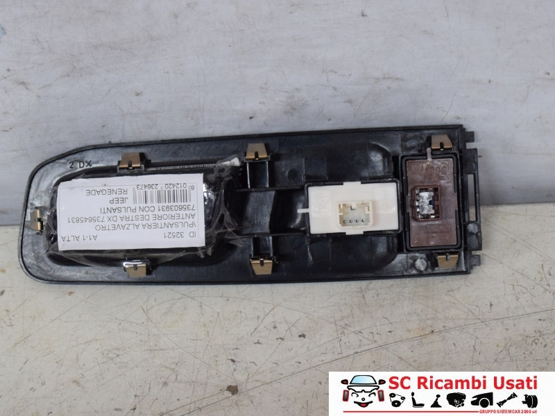 735645831 PULSANTE ALZAVETRO ANTERIORE DX JEEP Renegade Serie diesel