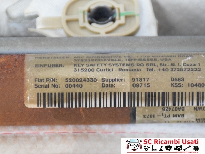 Airbag Tendina Laterale Sinistra Fiat 500l 52002433 Airbag Tendina Laterale Sinistra Fiat 500l 52002433