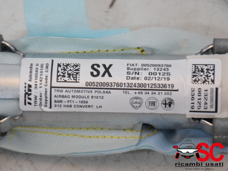 Airbag Tendina Laterale Sinistra Fiat 500 Cabrio 52009376