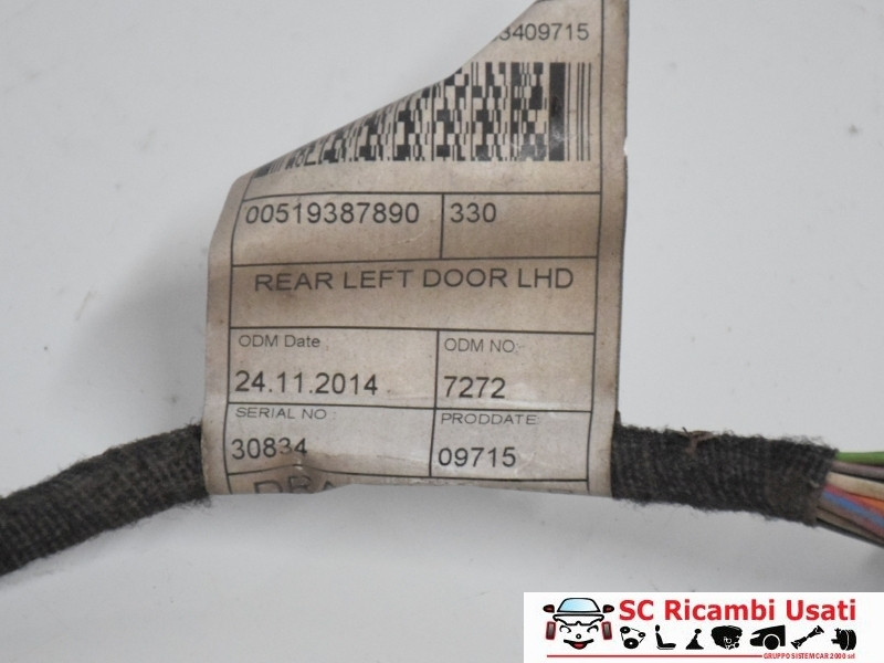 IMPIANTO ELETTRICO (CABLAGGIO) PORTA POSTERIORE SX FIAT 500 L Serie (351_352) 51938789 (12>)